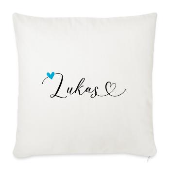 Lukas Surname First name Calligraphy Heart - Sofa pillowcase 17,3'' x 17,3'' (45 x 45 cm) - natural white - Front