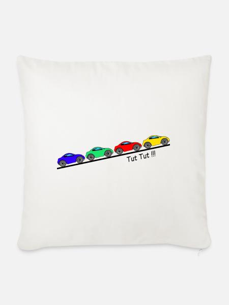 4 Autos für Kinder ... Tut Tut - Sofakissenbezug 45 x 45 cm - Naturweiß