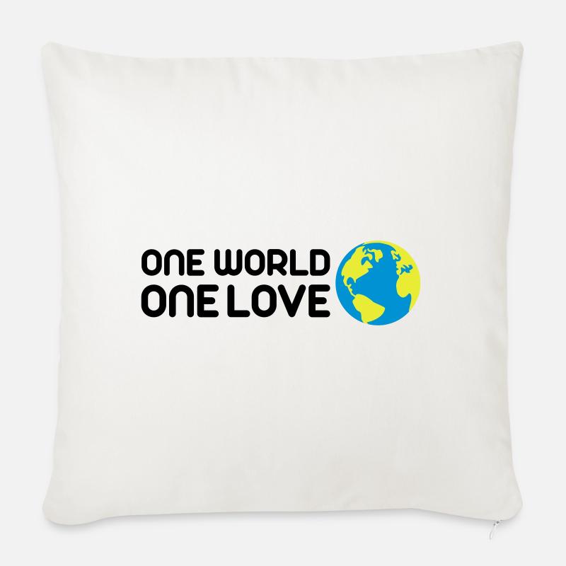 One World One Love - Sofakissenbezug 45 x 45 cm - Naturweiß 