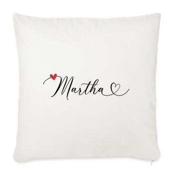 Martha Last name First name Calligraphy heart - Sofa pillowcase 17,3'' x 17,3'' (45 x 45 cm) - natural white - Front