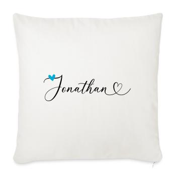 Jonathan Nom Prénom Calligraphie coeur - Housse de coussin décorative 45 x 45 cm - blanc nature - Devant