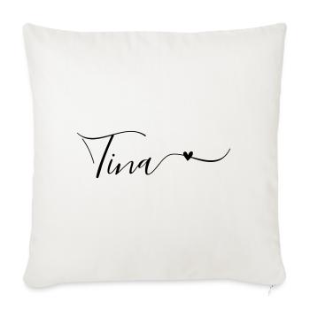 Tina, prénom, prénom décoratif - Housse de coussin décorative 45 x 45 cm - blanc nature - Devant