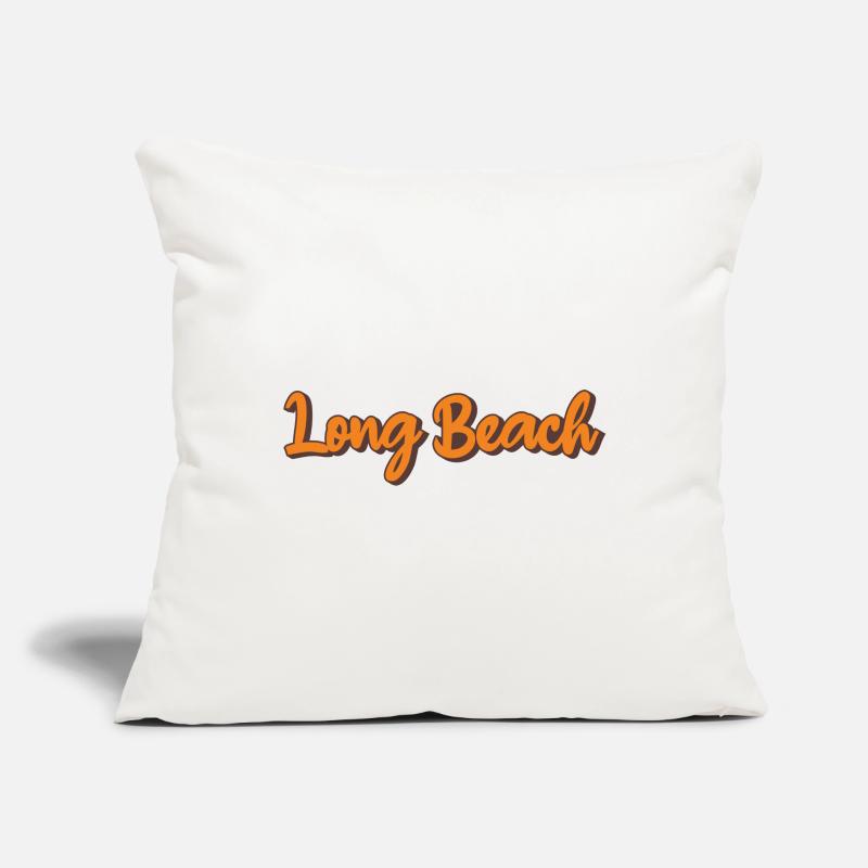 Script rétro de Long Beach Housse de coussin décorative 45 x 45 cm