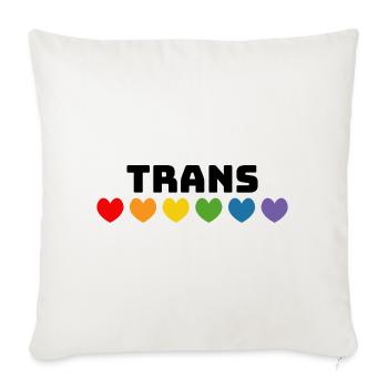 Cœur arc-en-ciel trans noir - Housse de coussin décorative 45 x 45 cm - blanc nature - Devant