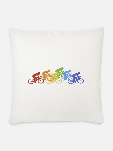 Fahrrad Radfahrer Regenbogen - Sofakissenbezug 45 x 45 cm - Naturweiß 
