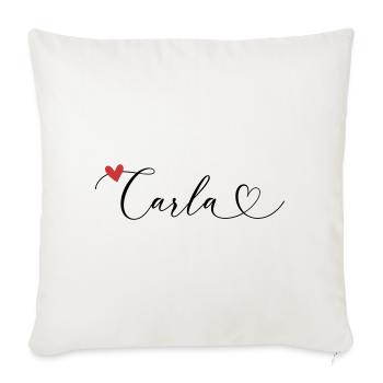 Carla Surname First name Calligraphy Heart - Sofa pillowcase 17,3'' x 17,3'' (45 x 45 cm) - natural white - Front