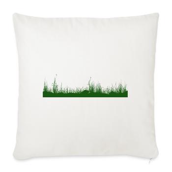 Herbe, sol, prairie, prairie herbeuse - Housse de coussin décorative 45 x 45 cm - blanc nature - Devant