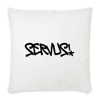 Servus, Gruß, Dialekt, bayrisch, Bayern - Sofakissenbezug 45 x 45 cm - Naturweiß  - Vorne