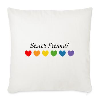 Regenbogenherzchen Bester Freund LGBT lgbtqi queer - Sofakissenbezug 45 x 45 cm - Naturweiß  - Vorne