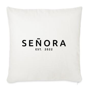 Señora Est. 2022 Mariage avec douche nuptiale - Housse de coussin décorative 45 x 45 cm - blanc nature - Devant