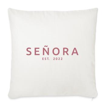Señora Est. 2022 Mariage avec douche nuptiale - Housse de coussin décorative 45 x 45 cm - blanc nature - Devant