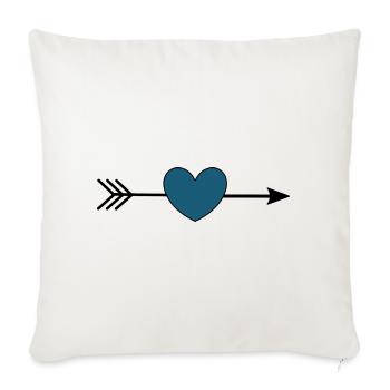 blaues Herz mit Pfeil Valentinstag Geschenk - Sofakissenbezug 45 x 45 cm - Naturweiß  - Vorne