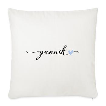 Yannik Name Kalligrafie Schrift - Sofakissenbezug 45 x 45 cm - Naturweiß  - Vorne