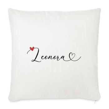Leonora Name Vorname Kalligrafieherz - Sofakissenbezug 45 x 45 cm - Naturweiß  - Vorne