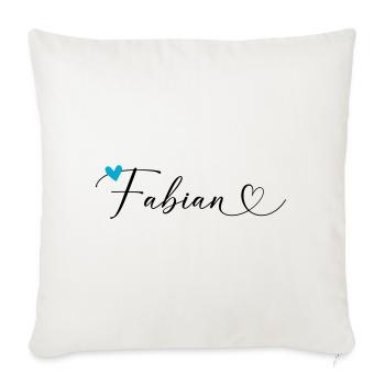 Fabian Nom Prénom Calligraphie Coeur - Housse de coussin décorative 45 x 45 cm - blanc nature - Devant