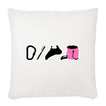 Logo d’escalade Emblème de bloc Chaussures d’escalade Brosse - Housse de coussin décorative 45 x 45 cm - blanc nature - Devant