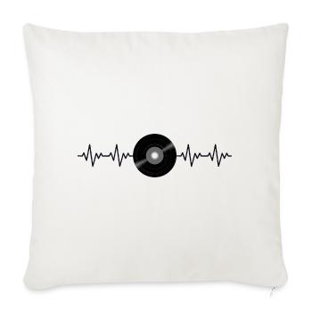 Vinyl Record Retro ECG Heartbeat - Sofa pillowcase 17,3'' x 17,3'' (45 x 45 cm) - natural white - Front