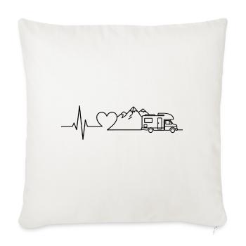 Camping Heartbeat Caravan – Line Art Design - Sofa pillowcase 17,3'' x 17,3'' (45 x 45 cm) - natural white - Front