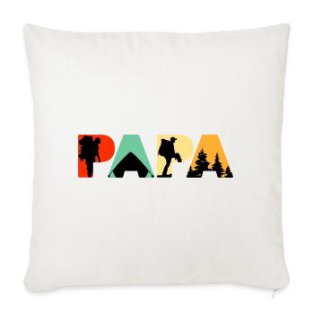 Papa Camping Randonnée Retro Vintage Silhouette - Housse de coussin décorative 45 x 45 cm - blanc nature - Devant