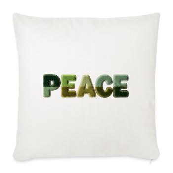 Peace Schriftzug Patchwork Look 70er Stil - Sofakissenbezug 45 x 45 cm - Naturweiß  - Vorne