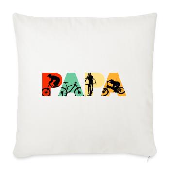 Papa Rétro VTT Papa Cycliste VTT - Housse de coussin décorative 45 x 45 cm - blanc nature - Devant