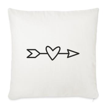 Flèche au cœur – Symbole d’amour et de connexion - Housse de coussin décorative 45 x 45 cm - blanc nature - Devant