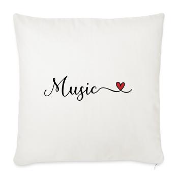 Musik Herz Schriftzug - Sofakissenbezug 45 x 45 cm - Naturweiß  - Vorne