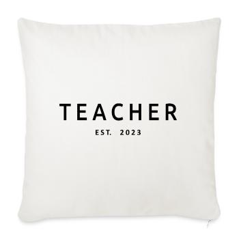 Enseignant Est. 2023 Diplôme d’enseignant Cadeau d’enseignant - Housse de coussin décorative 45 x 45 cm - blanc nature - Devant
