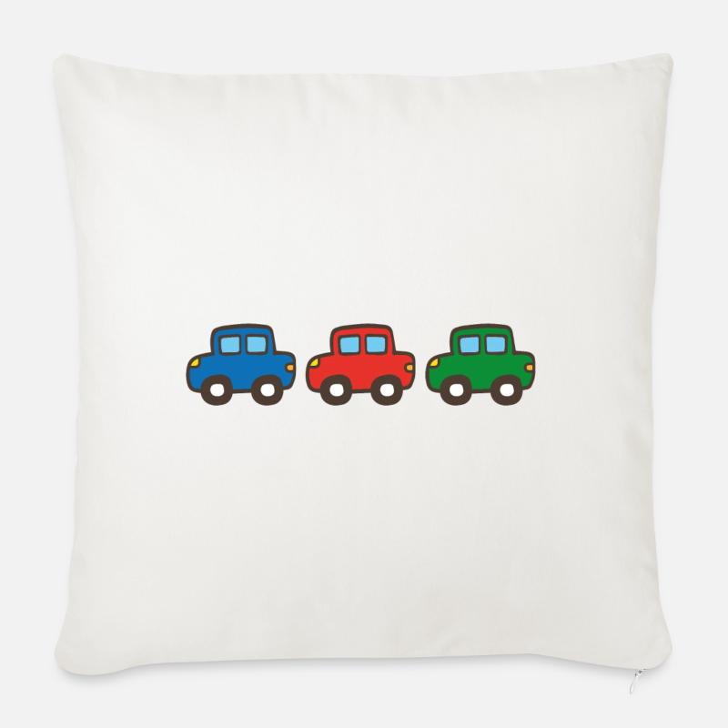 drei Autos - Sofakissenbezug 45 x 45 cm - Naturweiß 