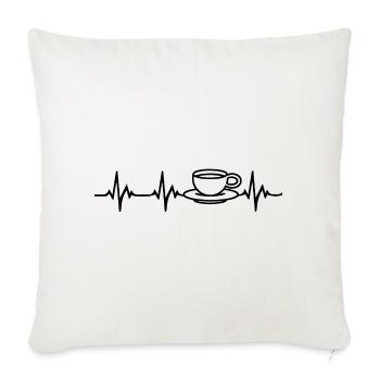 Kaffee Herzschlag - Sofakissenbezug 45 x 45 cm - Naturweiß  - Vorne