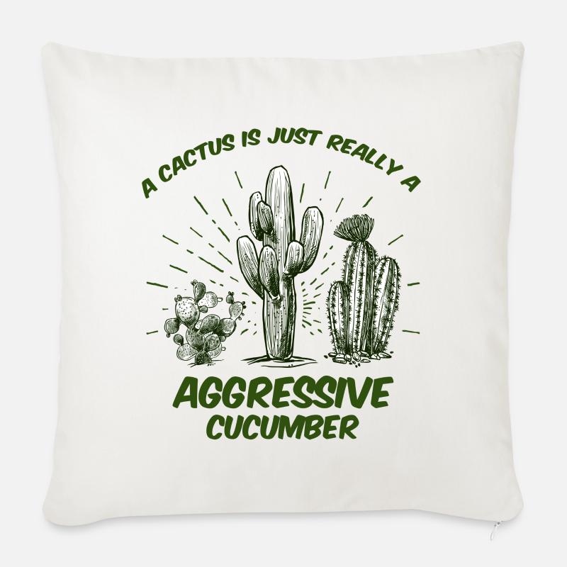 cactus - Housse de coussin décorative 45 x 45 cm - blanc nature