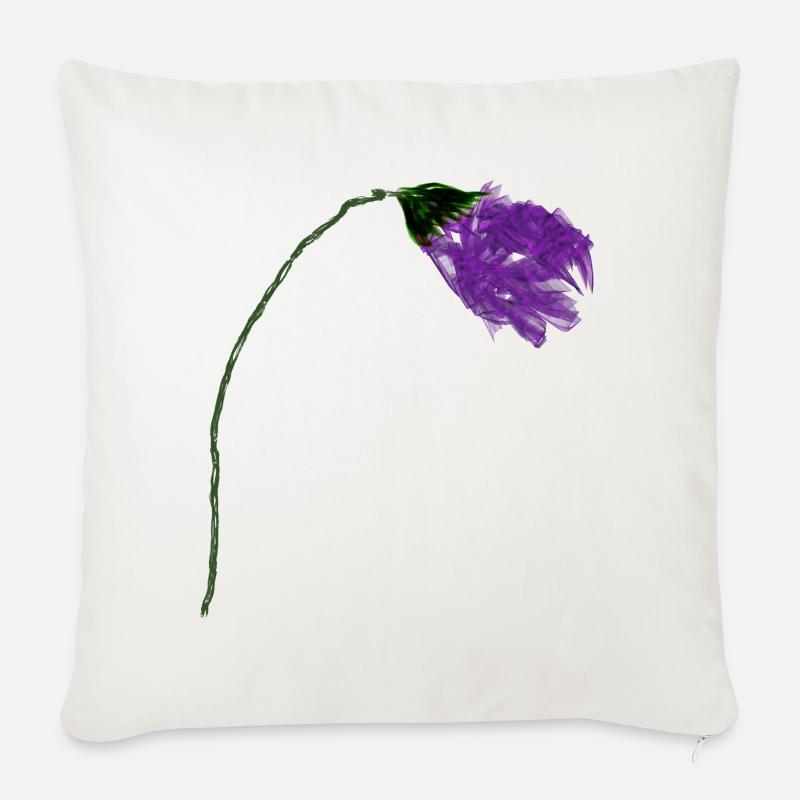 Violette Blume mit abstrakter Oberfläche - Sofakissenbezug 45 x 45 cm - Naturweiß 