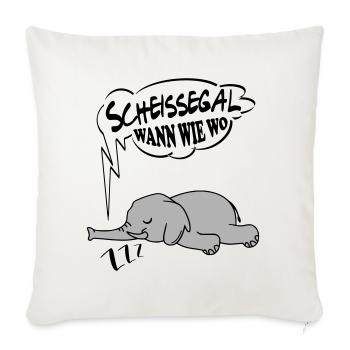 Scheissegal wann wo wie Elefant Ingnorant Nein Nö - Sofakissenbezug 45 x 45 cm - Naturweiß  - Vorne