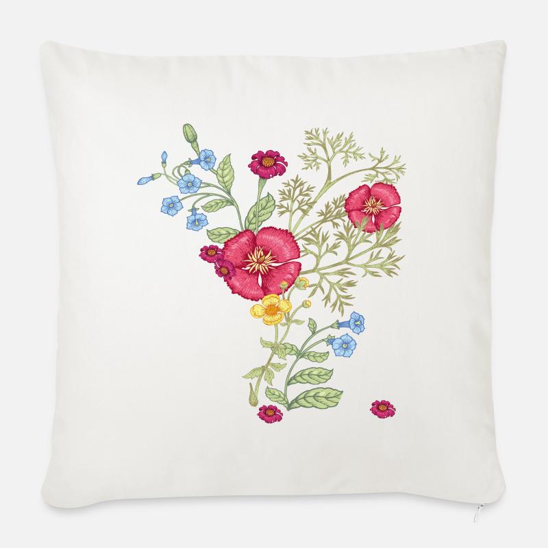 Sommerblumen - Sofakissenbezug 45 x 45 cm - Naturweiß 