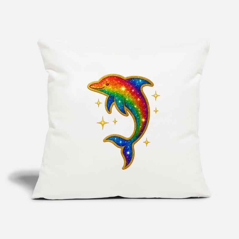 Rainbow Dolphin Glitter Sofa pillowcase 17,3'' x 17,3'' (45 x 45 cm)