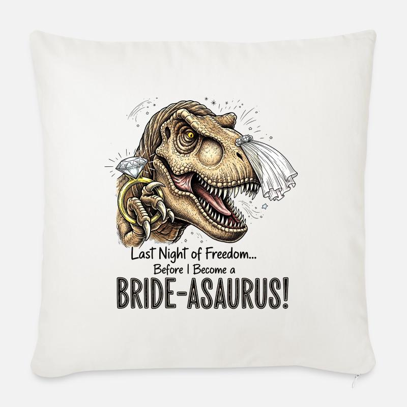 Bride-aurus : Nuit nuptiale Dino - Housse de coussin décorative 45 x 45 cm - blanc nature