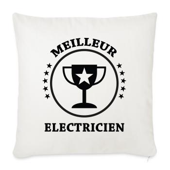Meilleur Électricien : Le Trophée de la Qualité - Housse de coussin décorative 45 x 45 cm - blanc nature - Devant