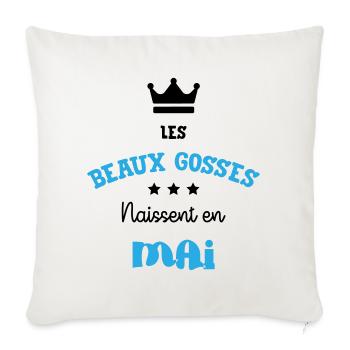 Cadeau naissance bébé garçon Mai Beaux Gosses BG - Housse de coussin décorative 45 x 45 cm - blanc nature - Devant