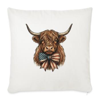 American Highland Cattle with Flag Bowtie - Sofa pillowcase 17,3'' x 17,3'' (45 x 45 cm) - natural white - Front