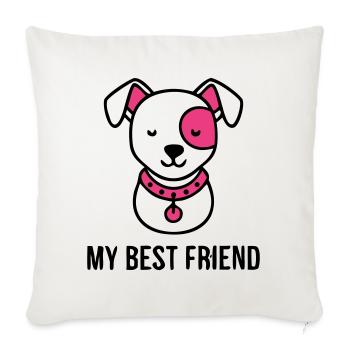 Bester Freund Hundeliebe Hundemama Gassi Gehen - Sofakissenbezug 45 x 45 cm - Naturweiß  - Vorne