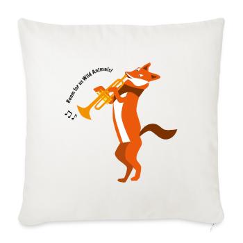 Fuchs mit Trompete, Abstraktion - Sofakissenbezug 45 x 45 cm - Naturweiß  - Vorne