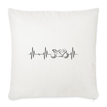 motorcycle racebike symbol heartbeat - Sofakissenbezug 45 x 45 cm - Naturweiß  - Vorne