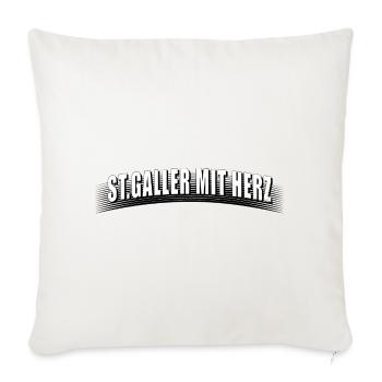 St Galler mit Herz mit Linienraster schmutzig - Sofakissenbezug 45 x 45 cm - Naturweiß  - Vorne
