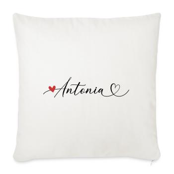 Antonia surname First name Calligraphy heart - Sofa pillowcase 17,3'' x 17,3'' (45 x 45 cm) - natural white - Front