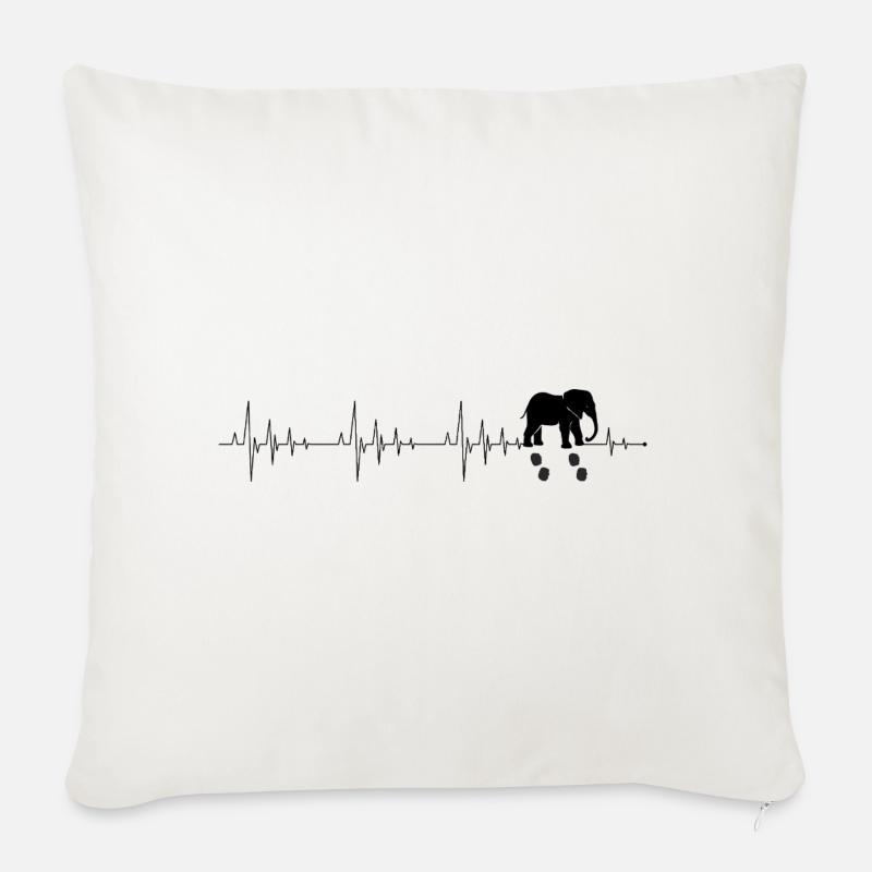 Herzschlag Elefant - Sofakissenbezug 45 x 45 cm - Naturweiß 