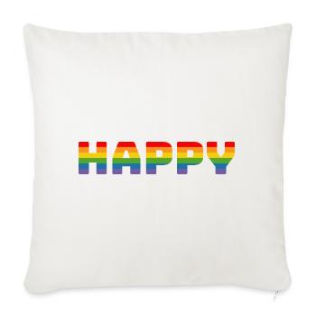 T-shirt arc-en-ciel Pride Happy | LGBT lgbtqi queer - Housse de coussin décorative 45 x 45 cm - blanc nature - Devant