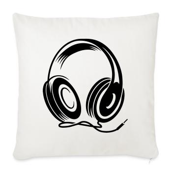 Kopfhörer mit Kabel im Stencil Stil - Sofakissenbezug 45 x 45 cm - Naturweiß  - Vorne
