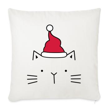 Cat Santa Claus Christmas hat Christmas - Sofa pillowcase 17,3'' x 17,3'' (45 x 45 cm) - natural white - Front