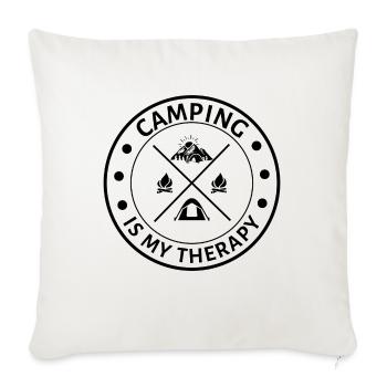 Camping is my Therapy Funny camper saying - Sofa pillowcase 17,3'' x 17,3'' (45 x 45 cm) - natural white - Front
