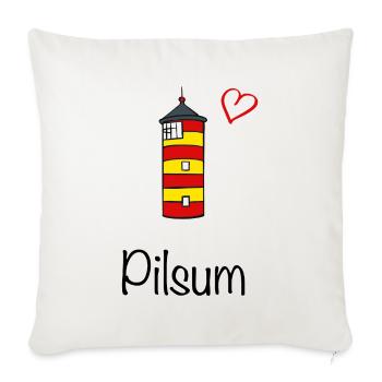 Leuchtturm Pilsum Herz - Sofakissenbezug 45 x 45 cm - Naturweiß  - Vorne